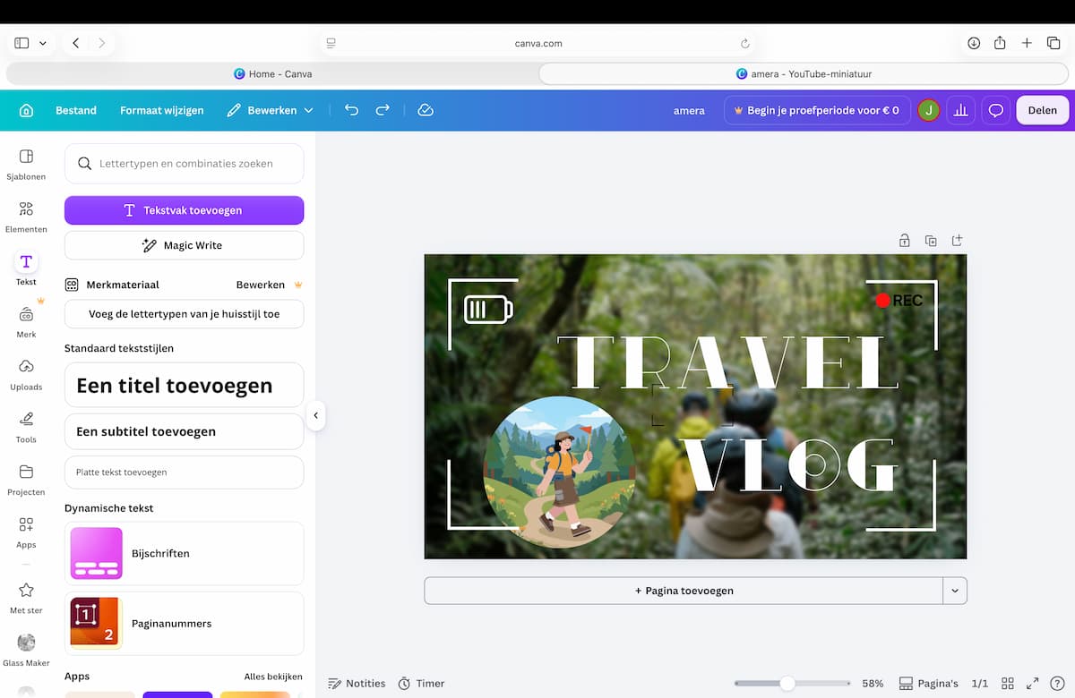 Instructiefoto: Voeg tekst toe aan de thumbnail