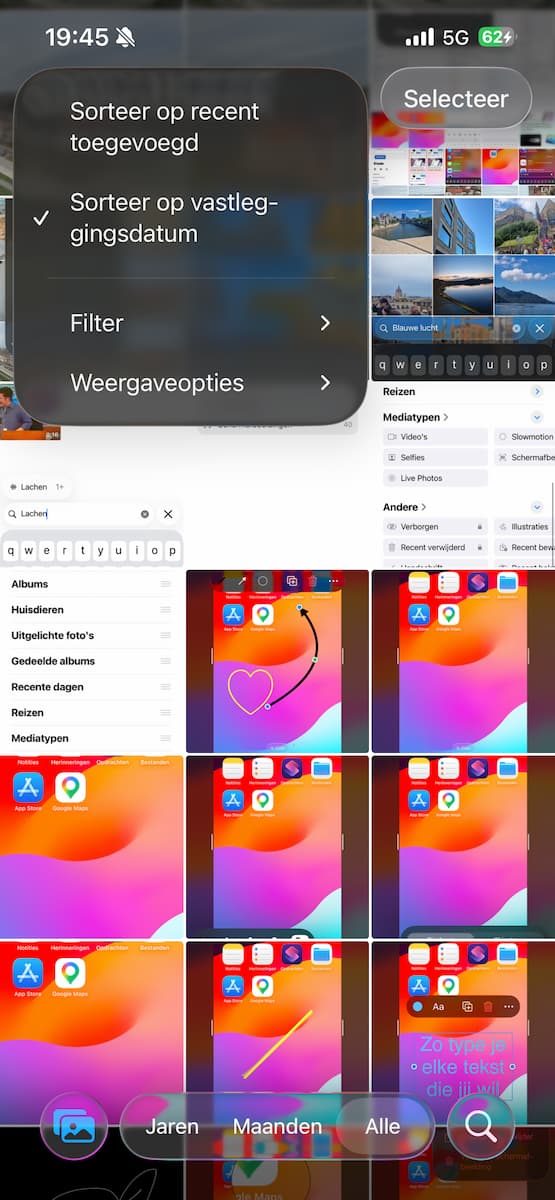 Instructiefoto: Foto's weergeven op vastleggingsdatum