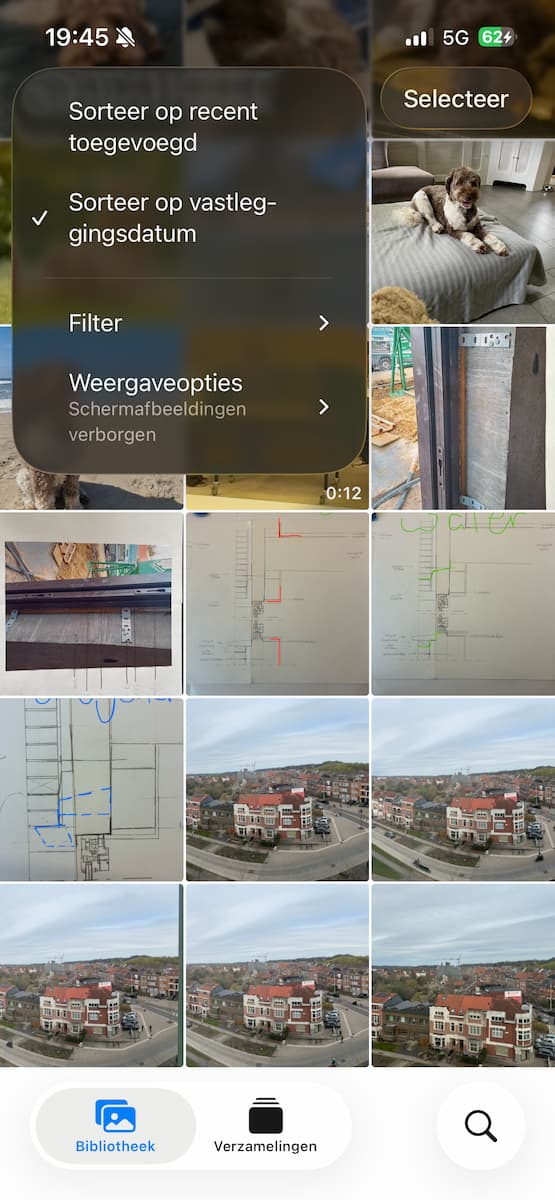 Instructiefoto: Schermafbeeldingen niet tonen