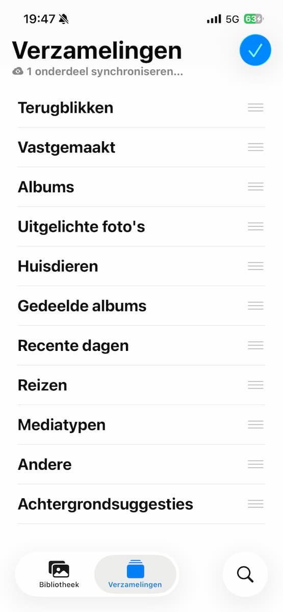 Instructiefoto: Volgorde wijzigen