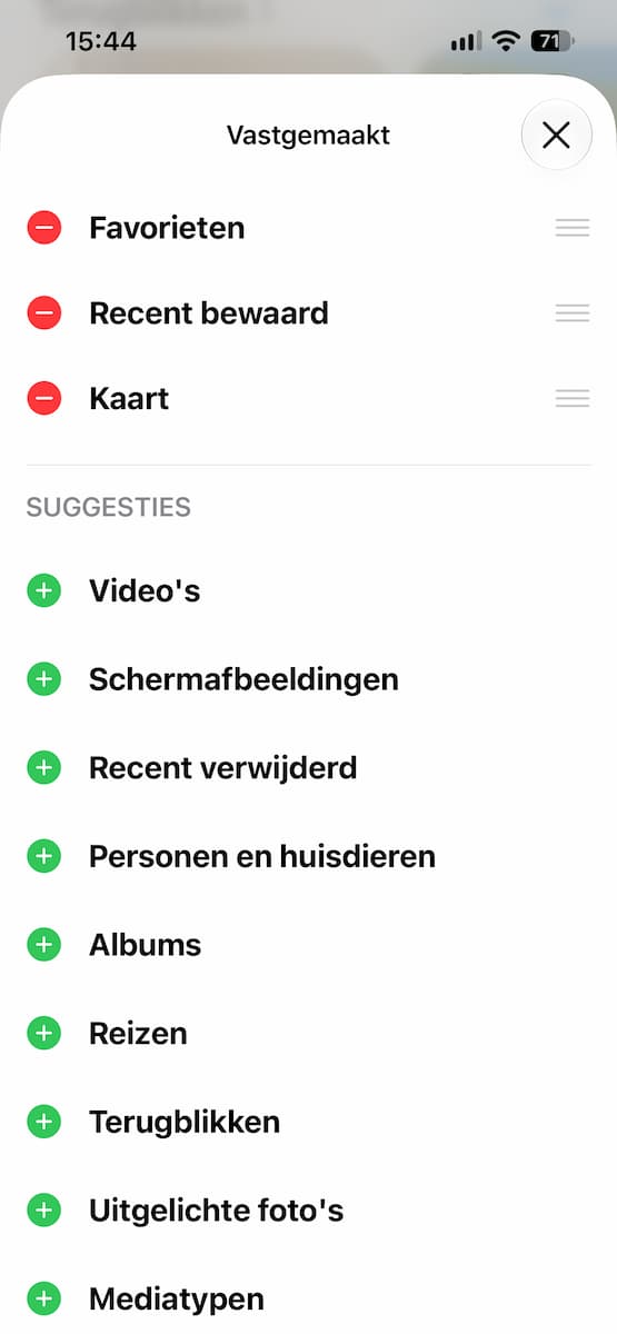 Instructiefoto: Vastgemaakte verzamelingen