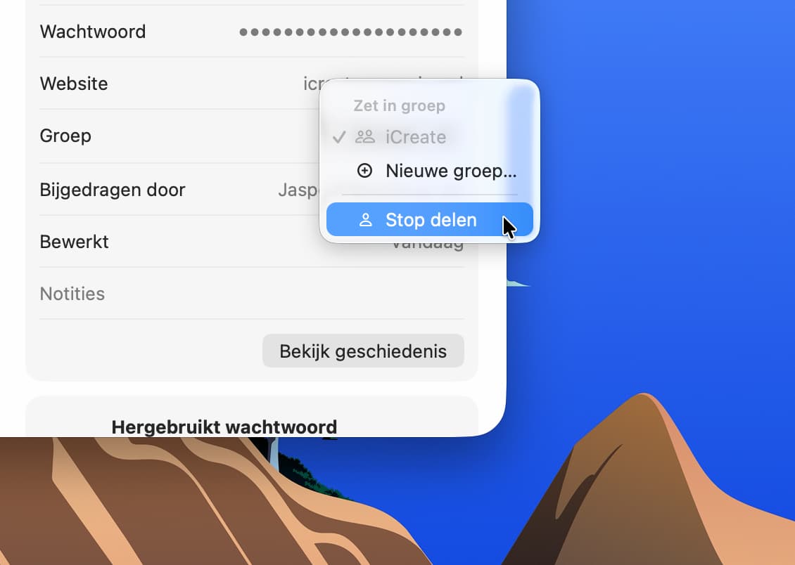 Instructiefoto: Stop de groep voor gedeelde wachtwoorden