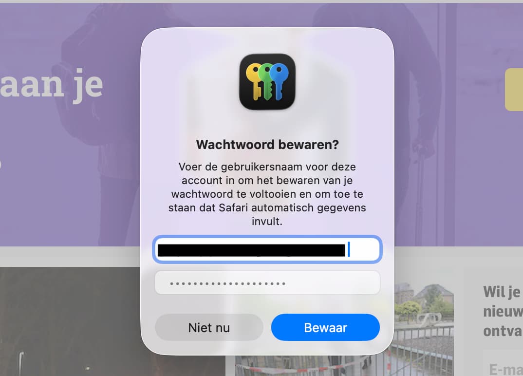 Instructiefoto: Wachtwoord opslaan