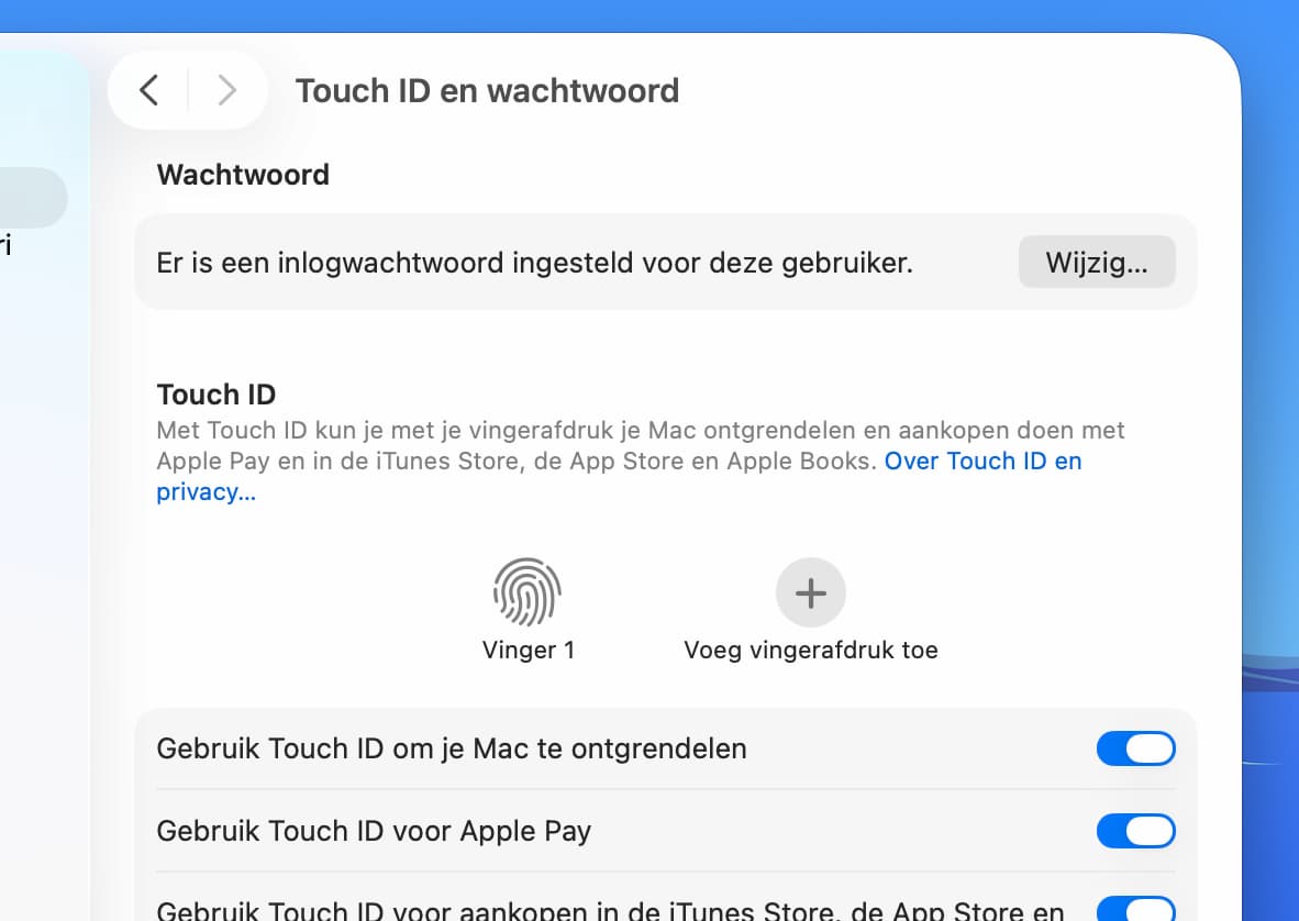 Instructiefoto: Touch ID instellen