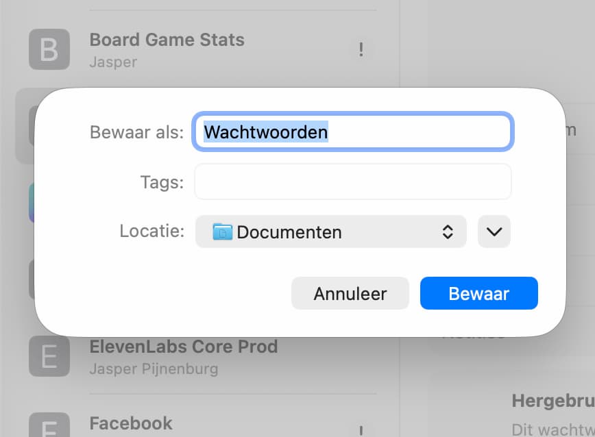 Instructiefoto: Wachtwoord exporteren
