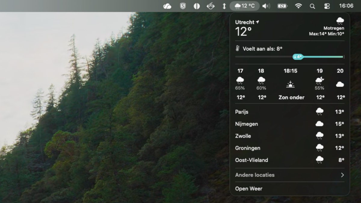 Instructiefoto: In de menubalk