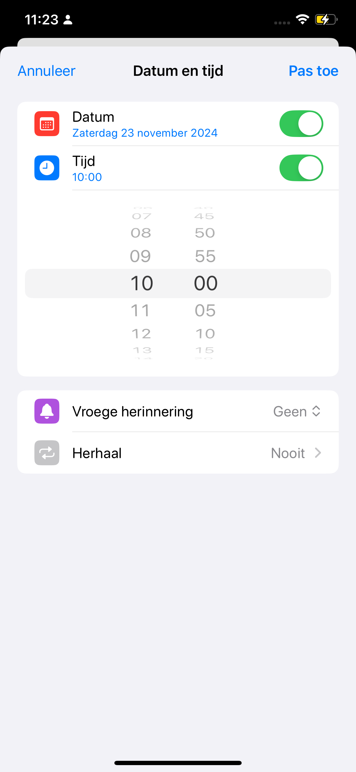 Instructiefoto: Datum en tijd instellen