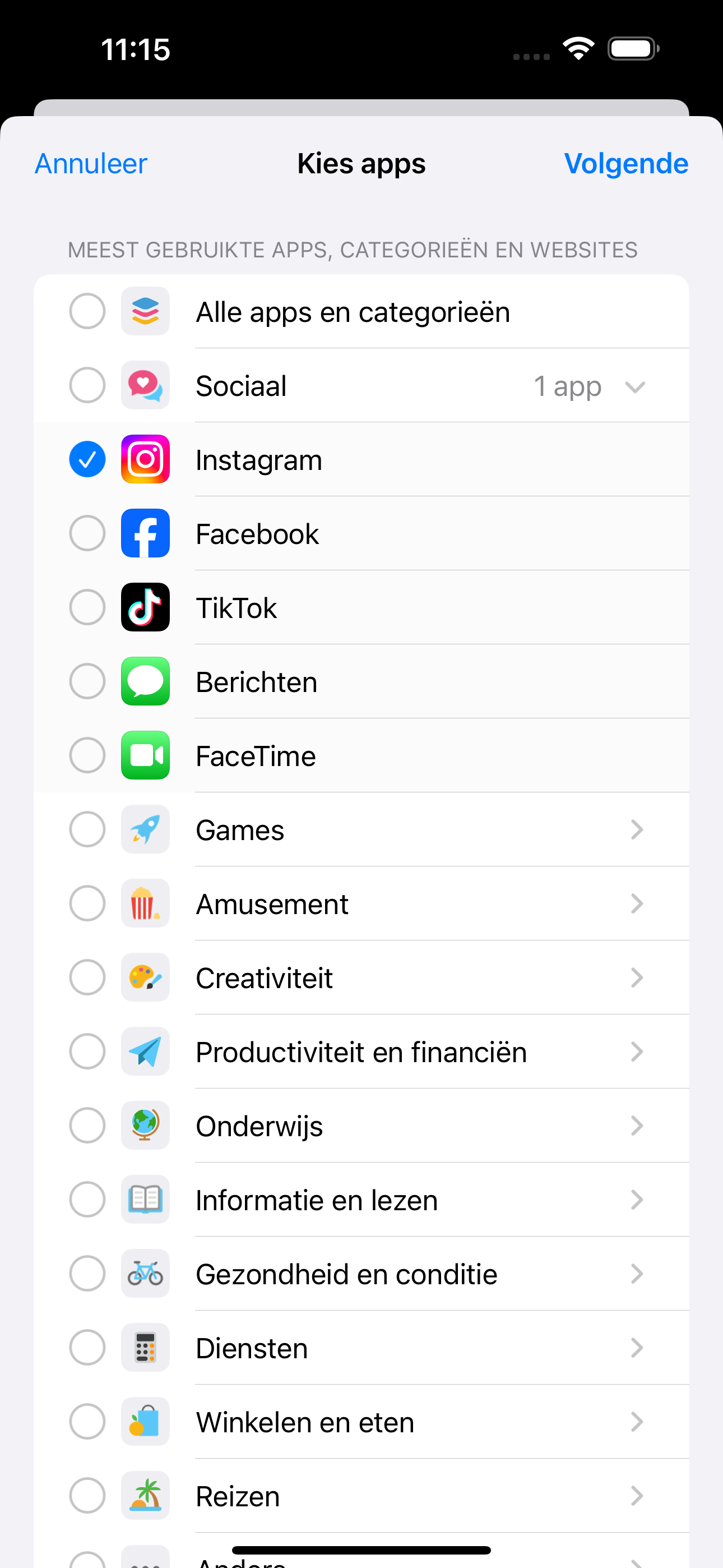 Instructiefoto: Kies je app