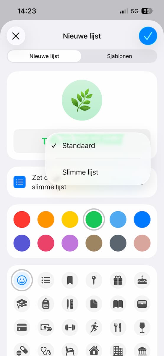 Instructiefoto: Lijsttype