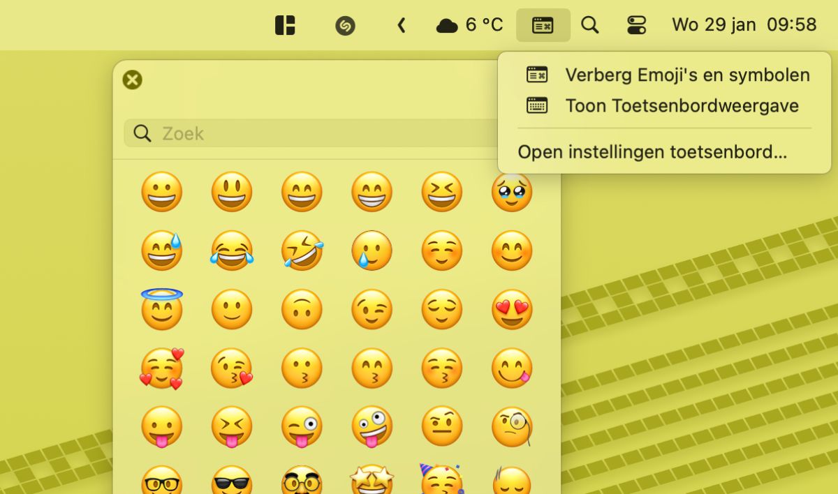 Instructiefoto: Via de menubalk