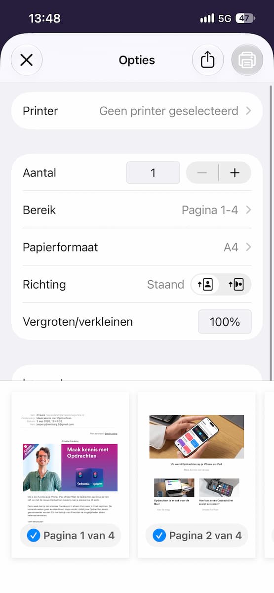 Instructiefoto: Niet printen!