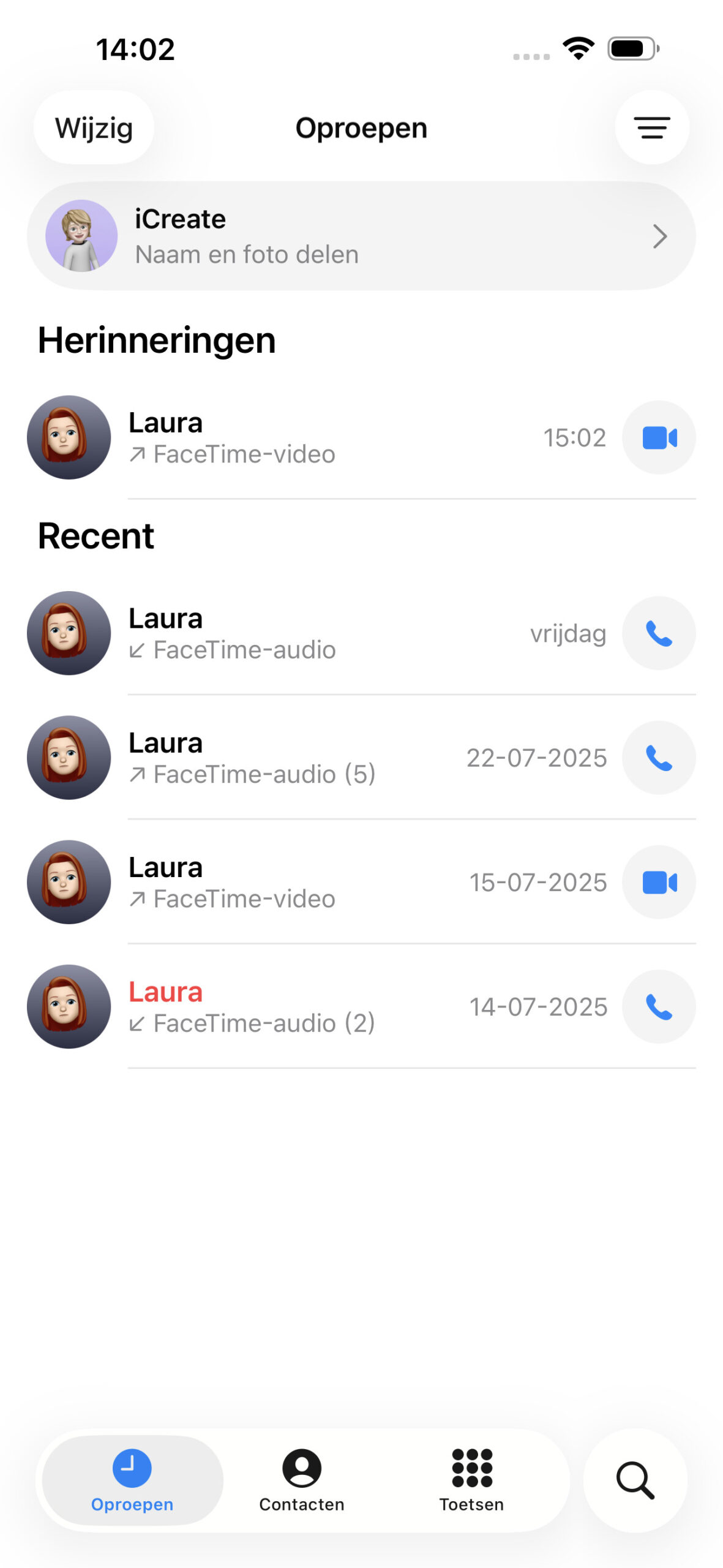 Instructiefoto: Herinneringen in de app telefoon