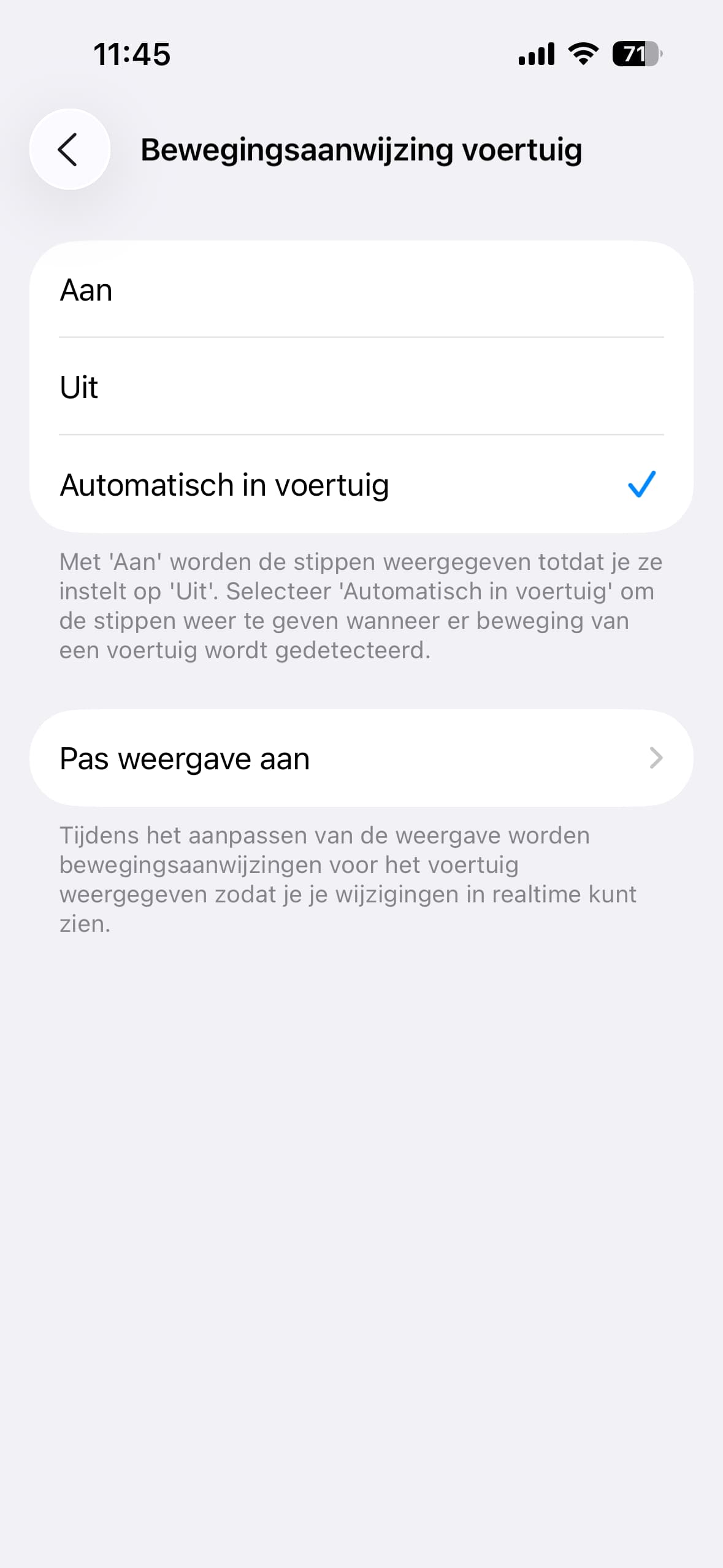 aan, uit of automatisch