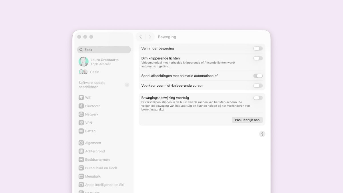 Bewegingsaanwijzing voertuig mac