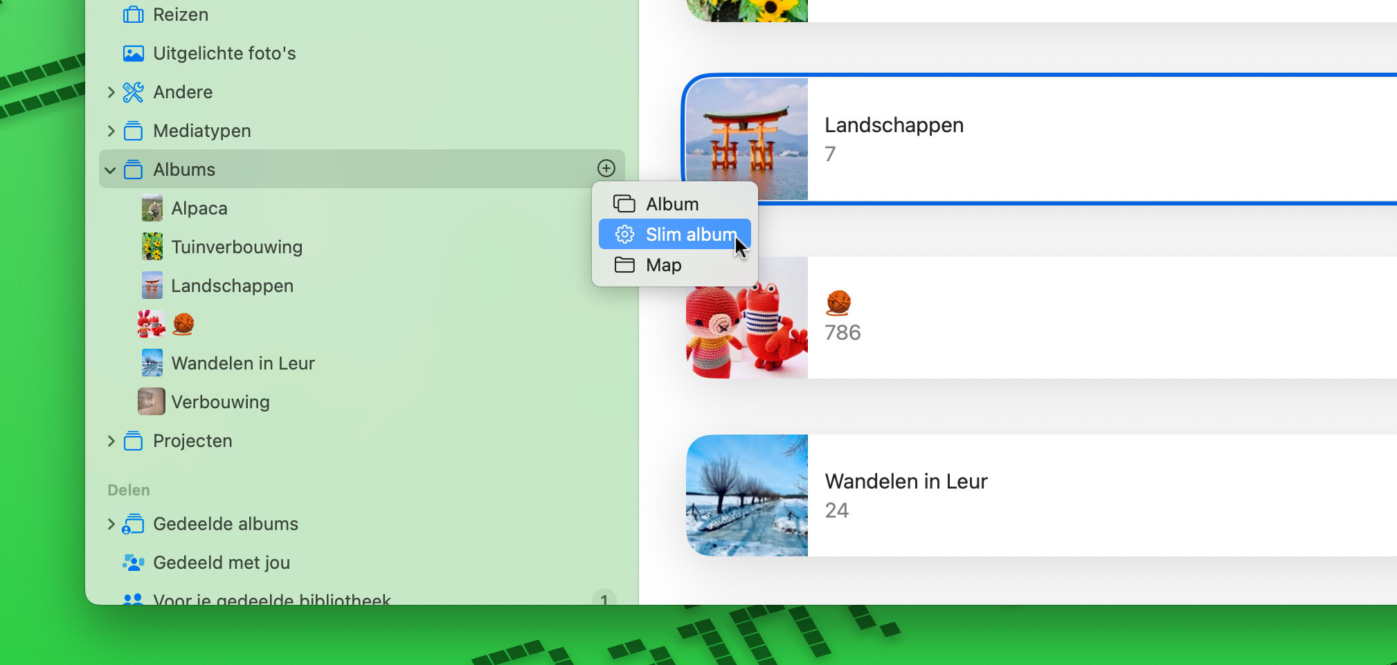 Instructiefoto: Kijk bij Albums