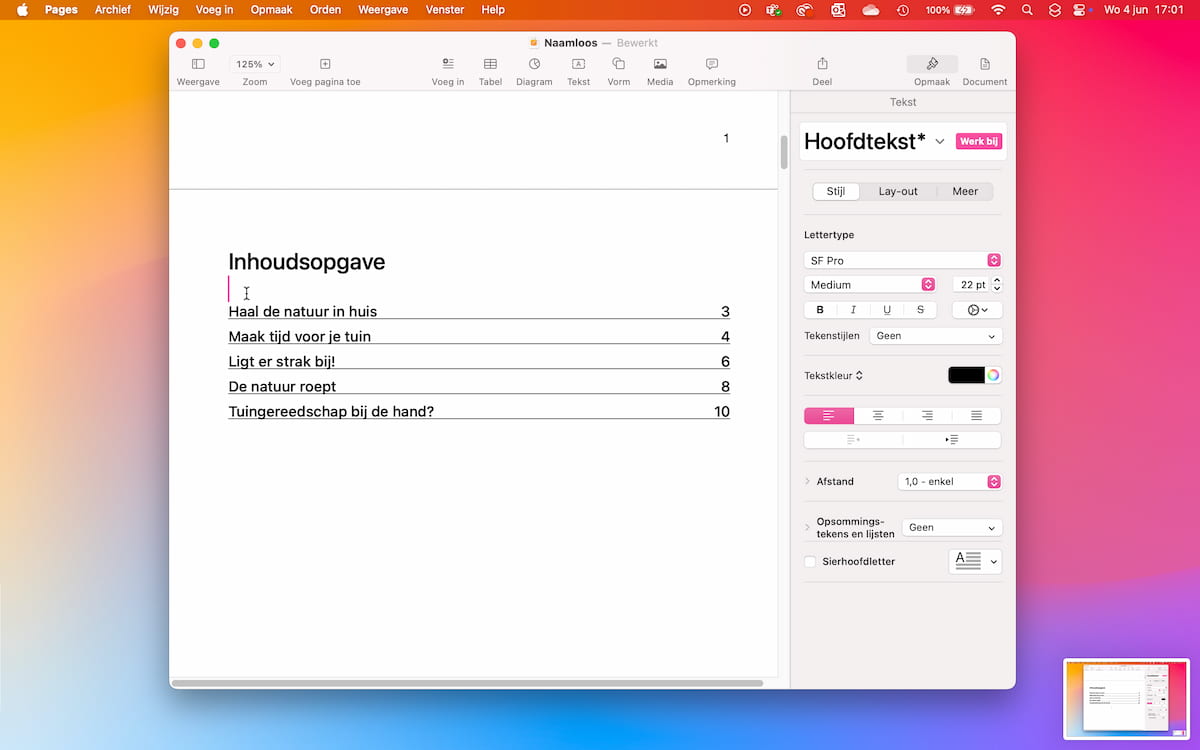 Instructiefoto: Opmaak