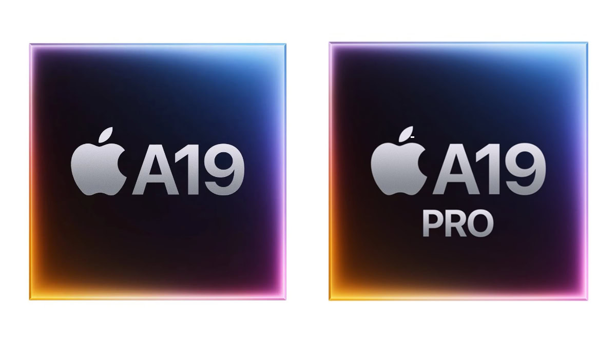 A19-chip links, A19 Pro-chip rechts