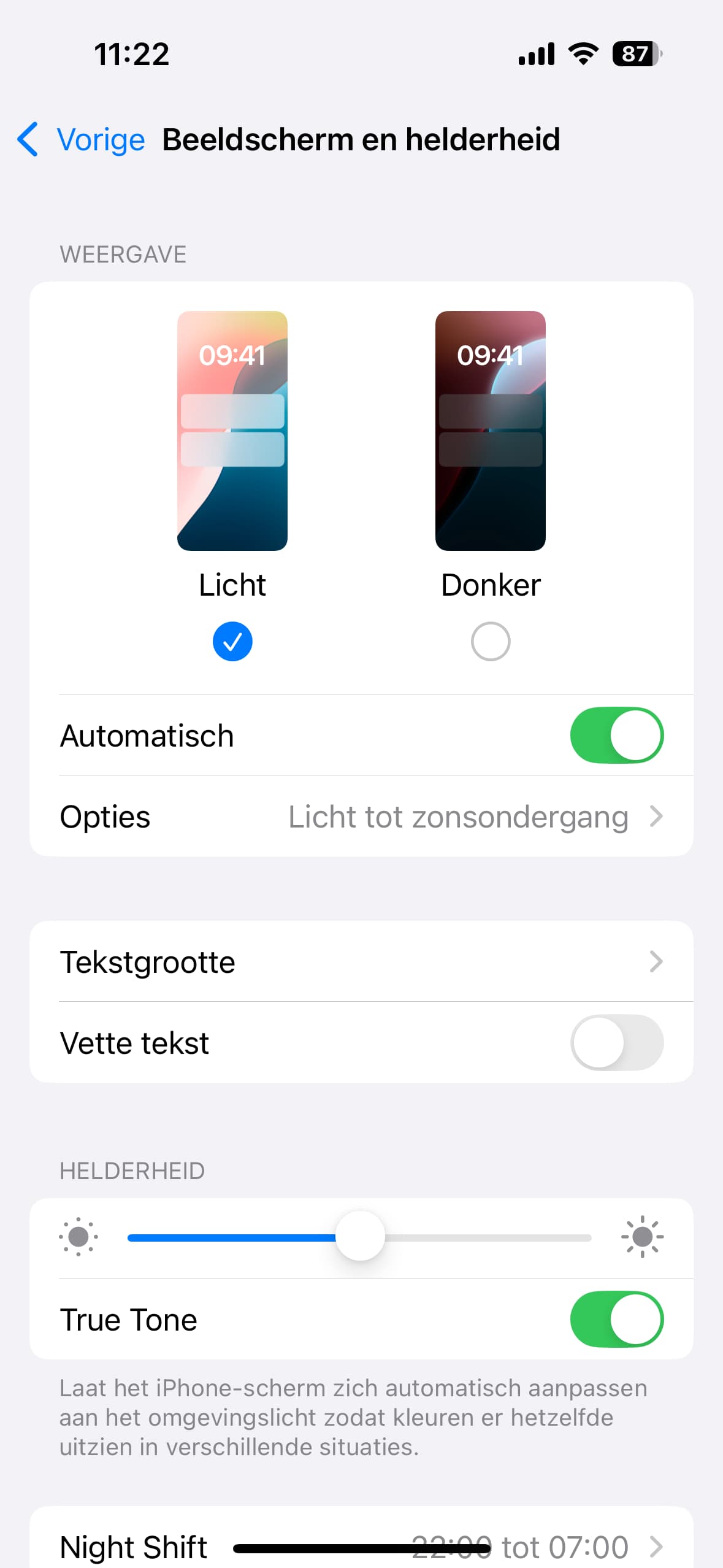 Donkere modus inplannen