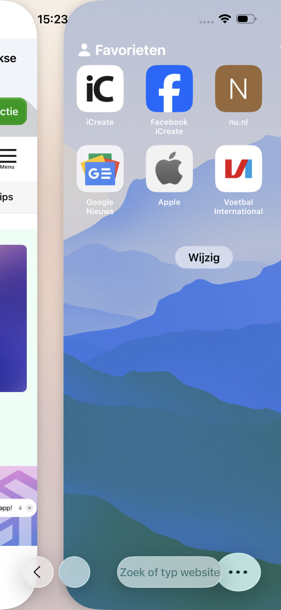 Wisselen tussen tabbladen in Safari