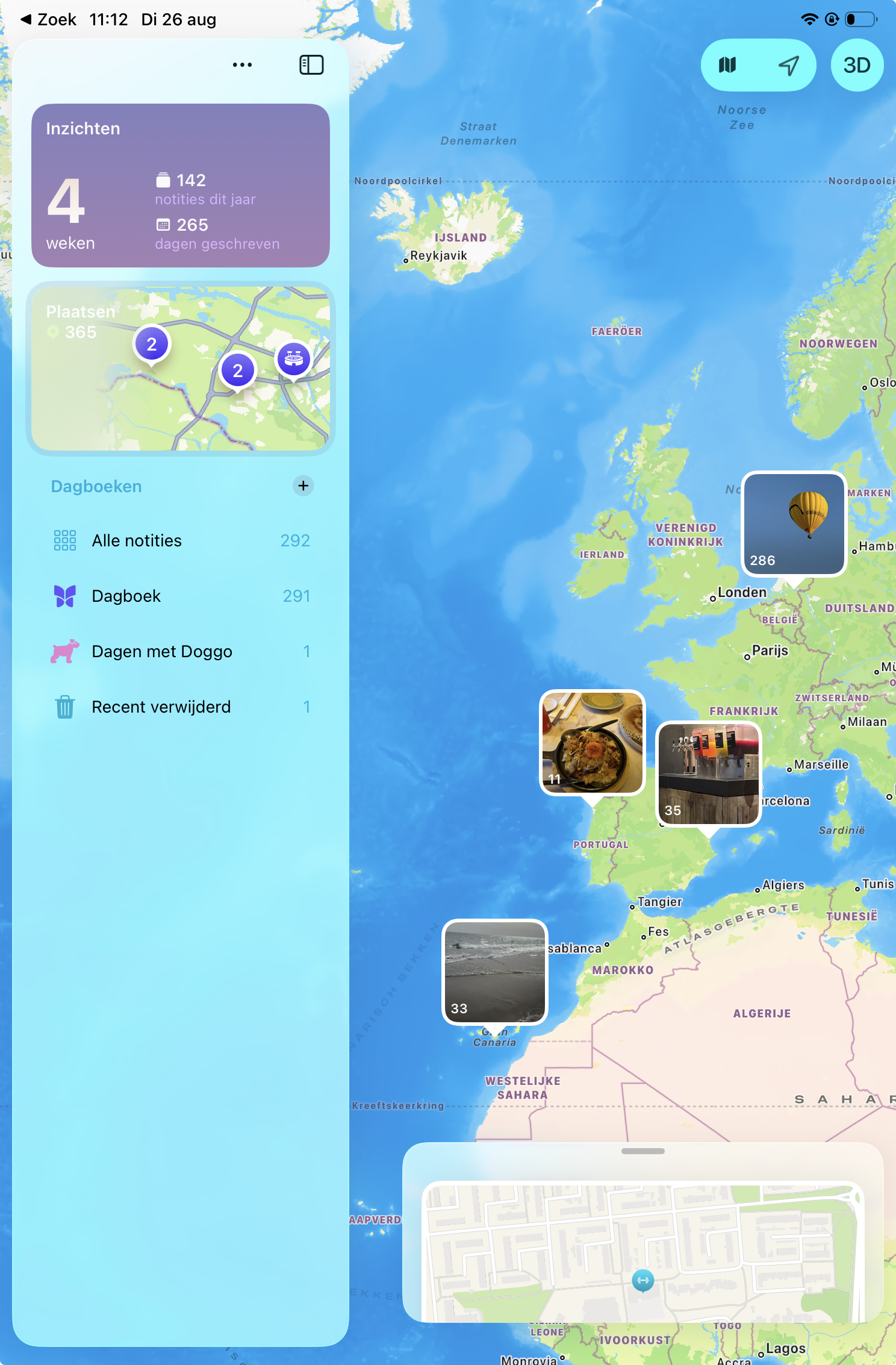 landkaart in Dagboek