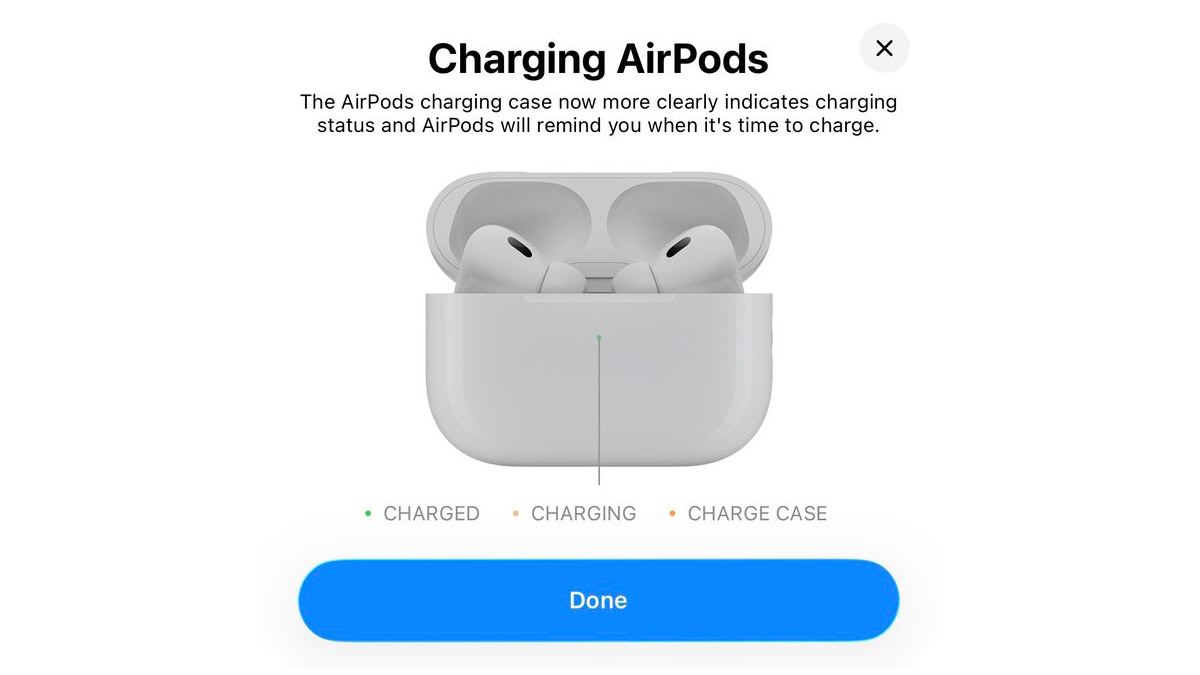 Notificatie voor kleuren AirPods-doosje in iOS 26