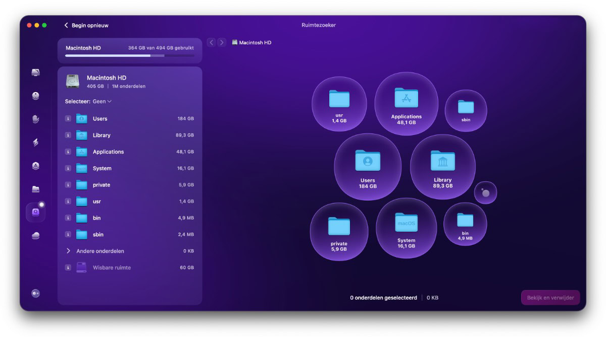 CleanMyMac Ruimtezoeker