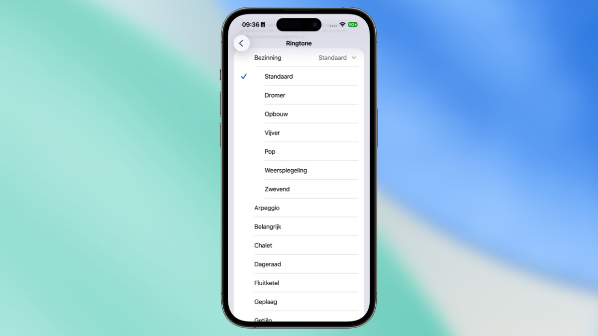 Lijst met ringtones in iOS 26 bèta 6
