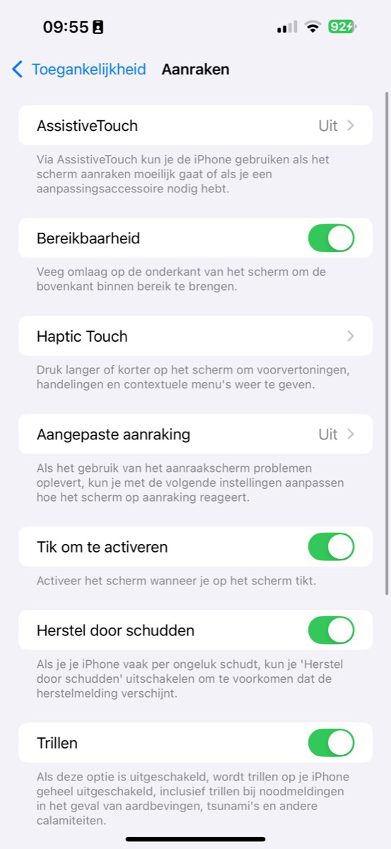 Instellingen voor Toegankelijkheid in iOS