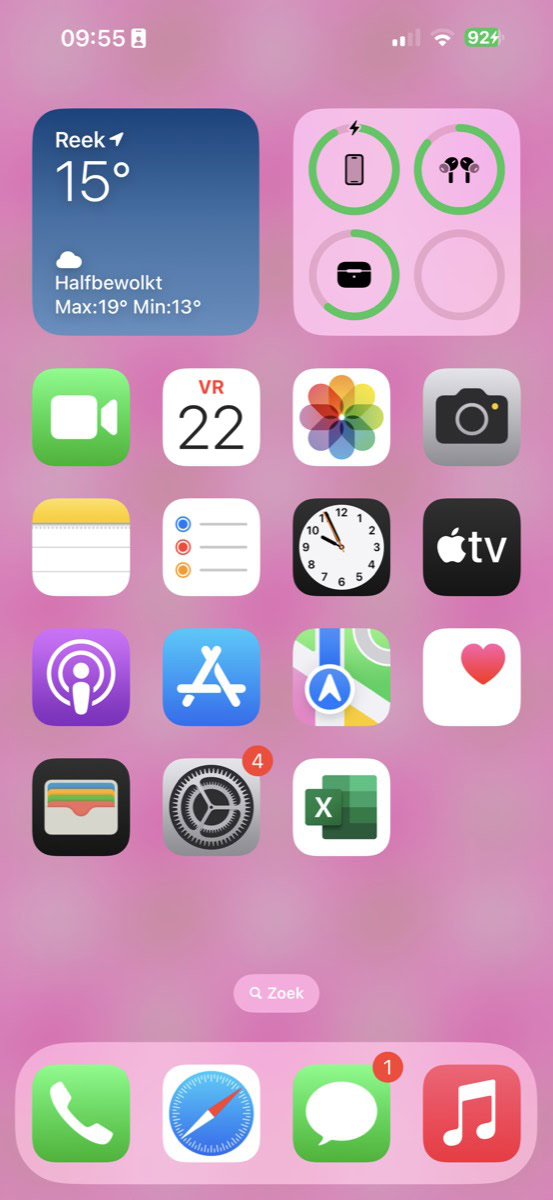 Thuisscherm iPhone volledig in beeld