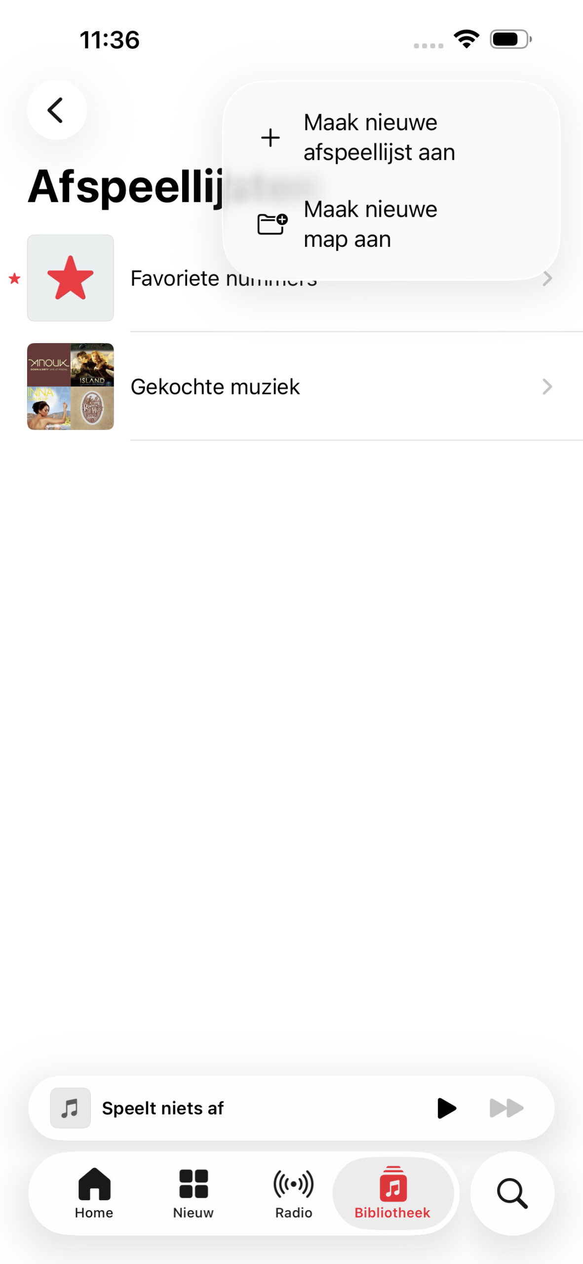 mappen maken in Muziek-app van afspeellijsten