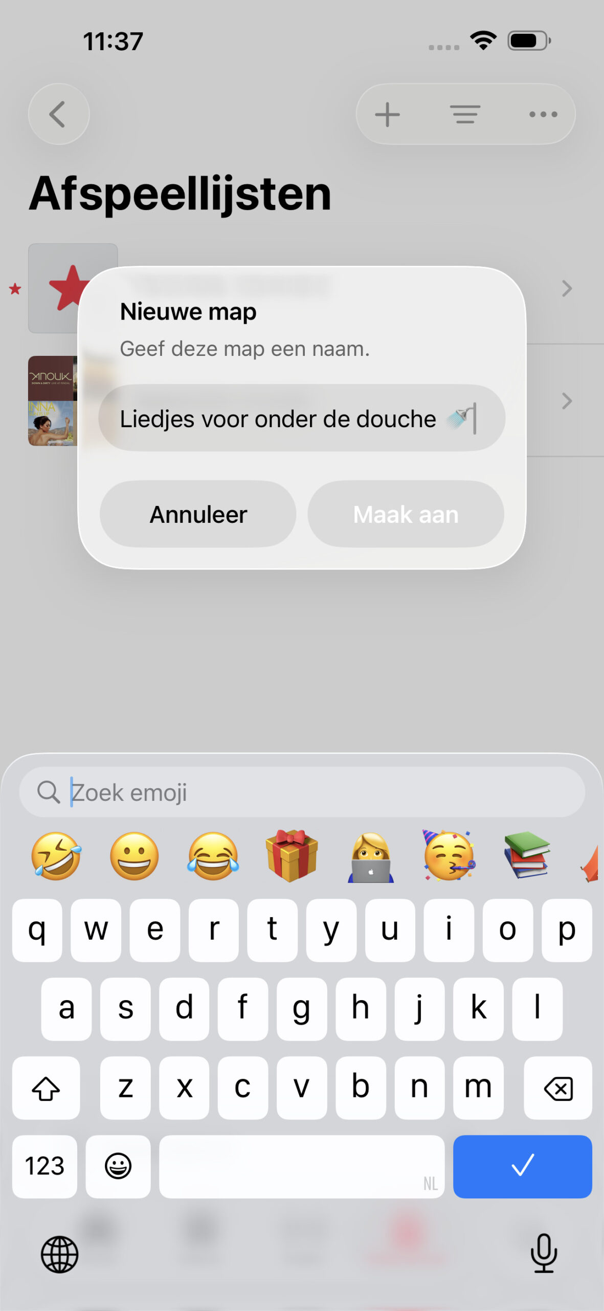 mappen maken in Muziek-app van afspeellijsten