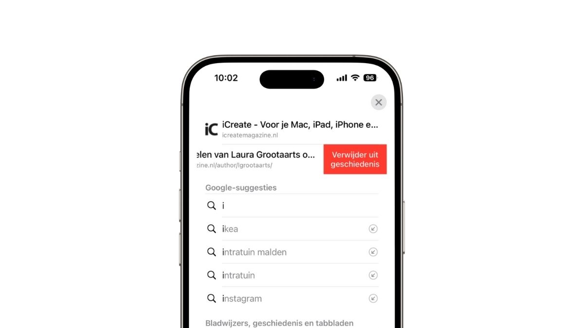 Verwijder uit geschiedenis in Safari