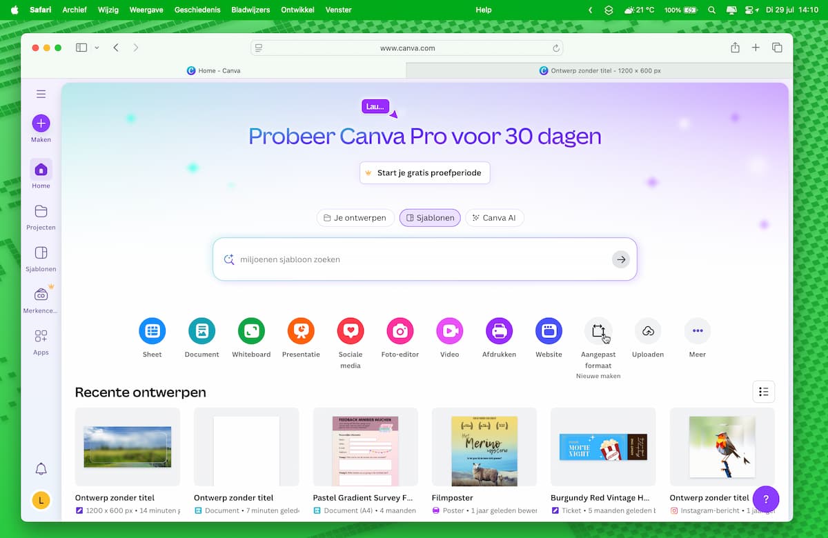 Instructiefoto: Maak een leeg canvas