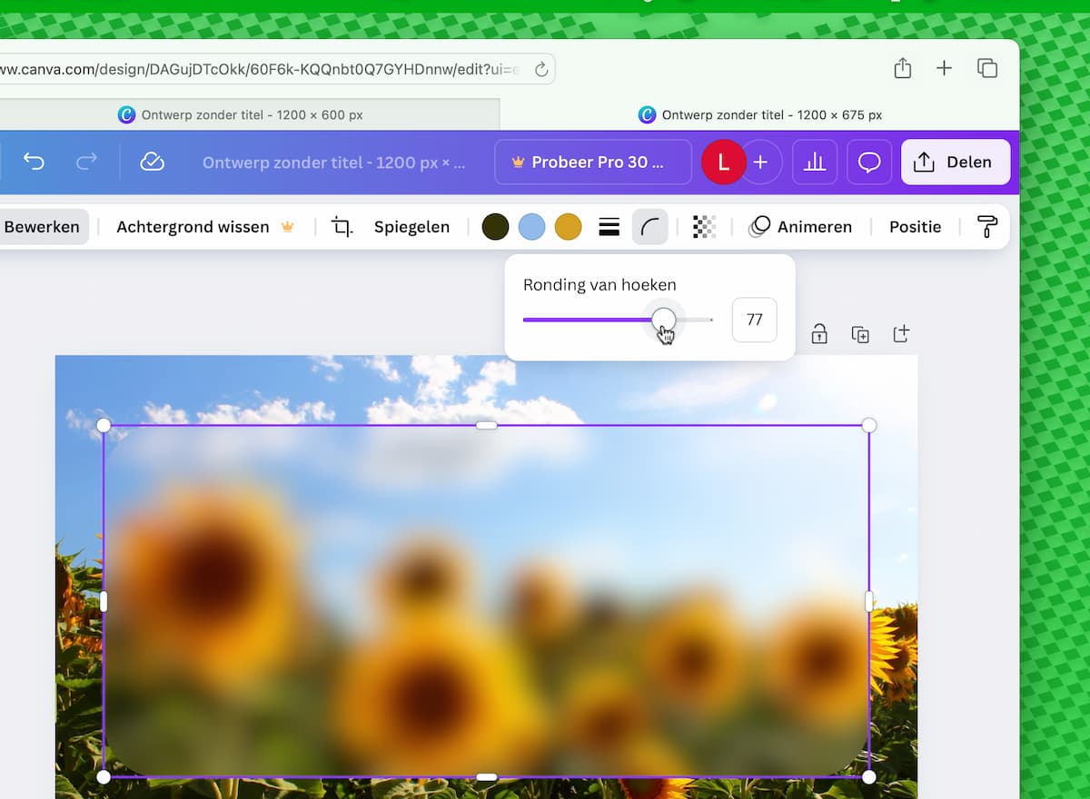 Instructiefoto: Ronding van de hoeken