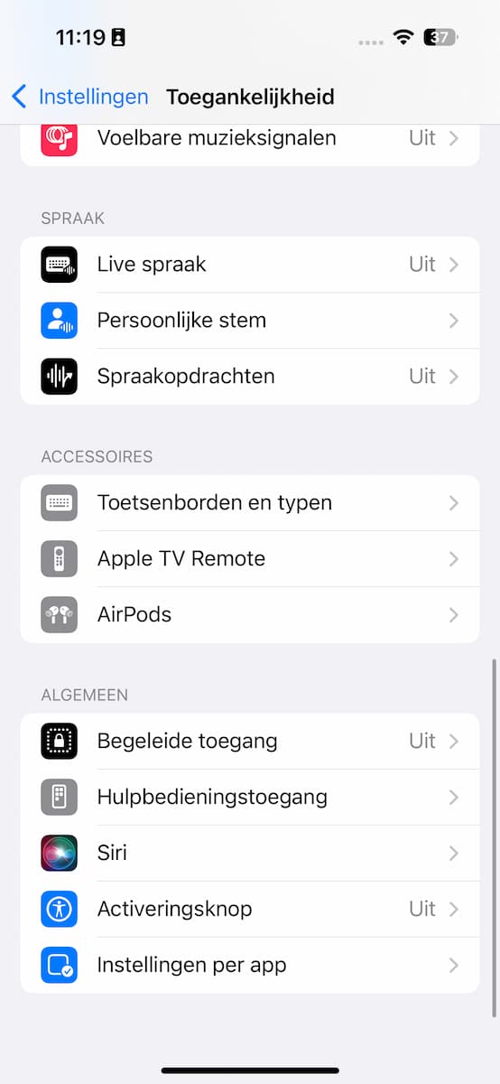 Instructiefoto: Instellingen