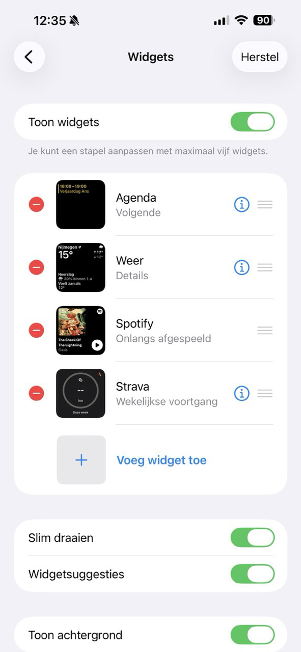 Instructiefoto: Voeg widgets toe in Carplay