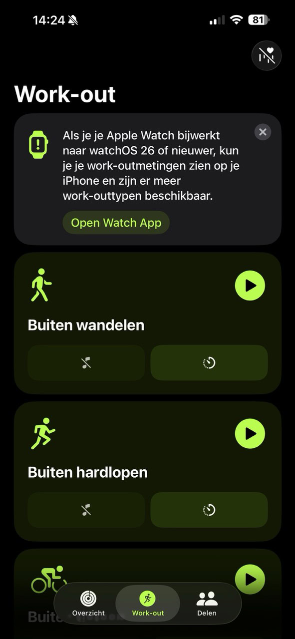 Instructiefoto: Start een workout in Conditie