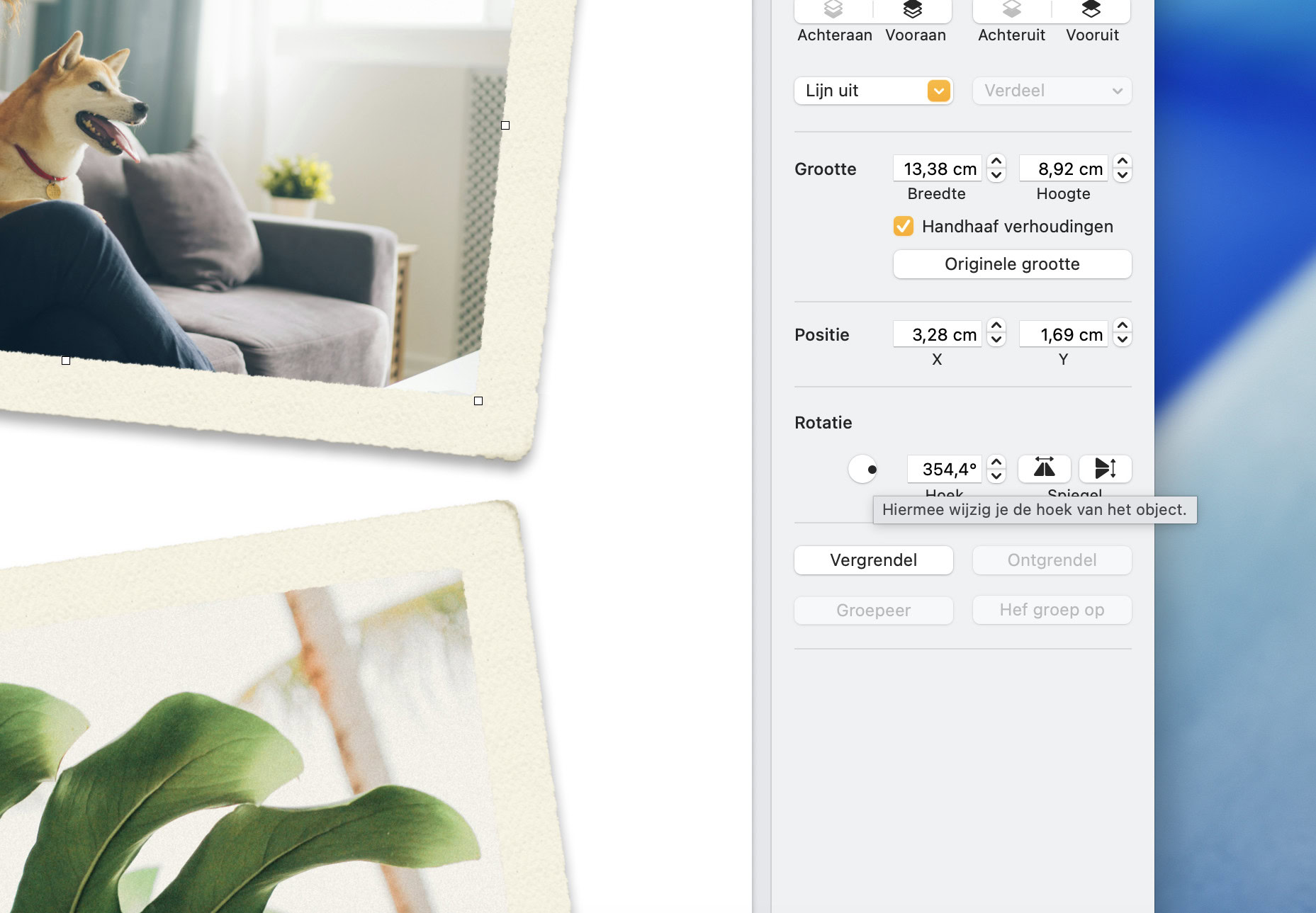 Instructiefoto: Net niet recht
