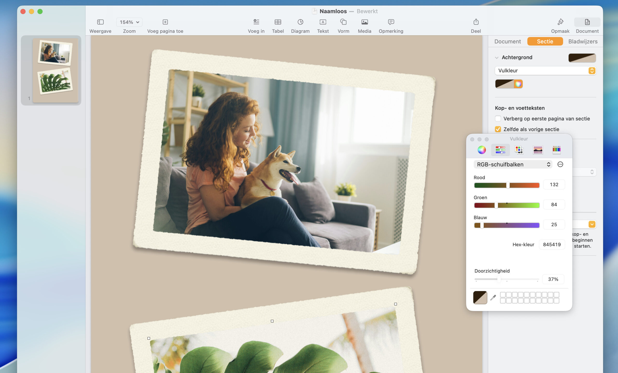 Instructiefoto: Achtergrondkleurtje
