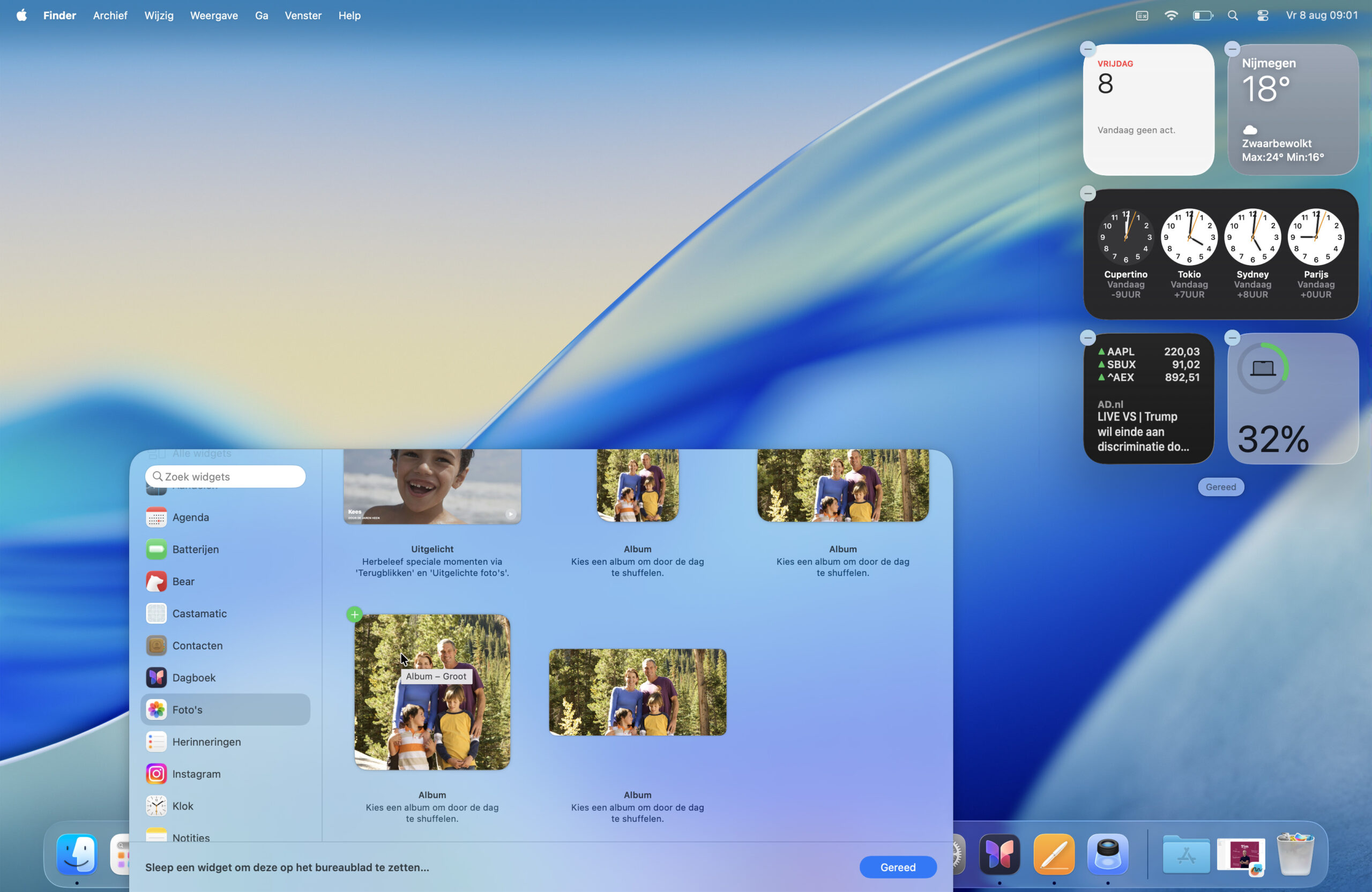 Instructiefoto: Widget toevoegen
