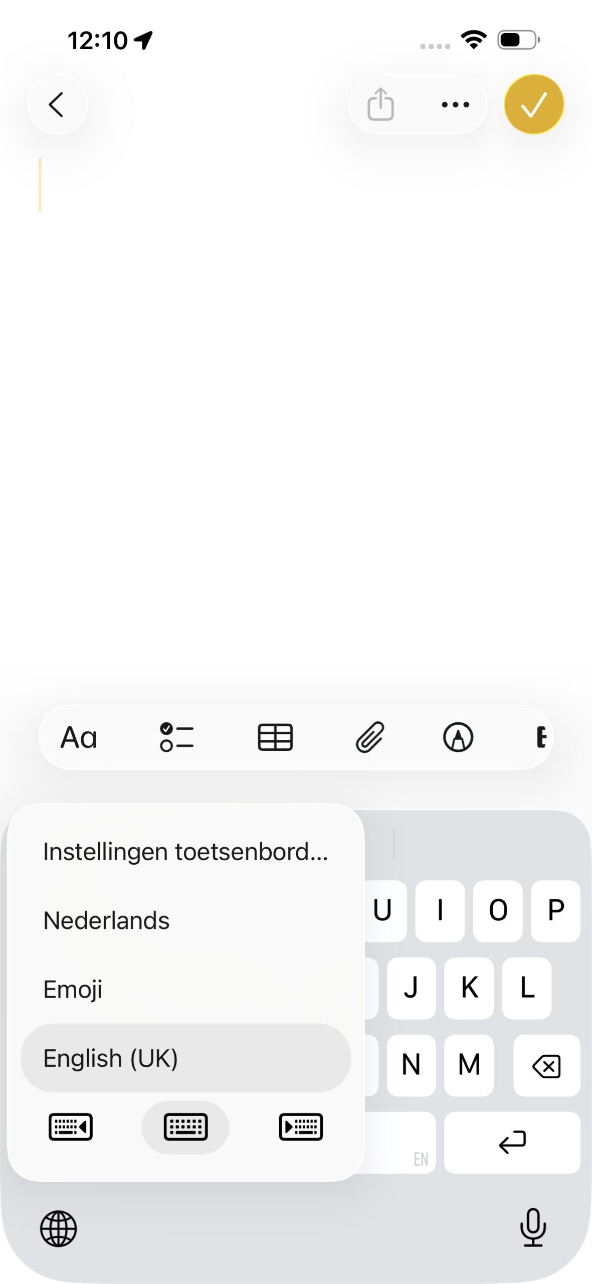 Instructiefoto: Snel naar de instellingen voor het toetsenbord