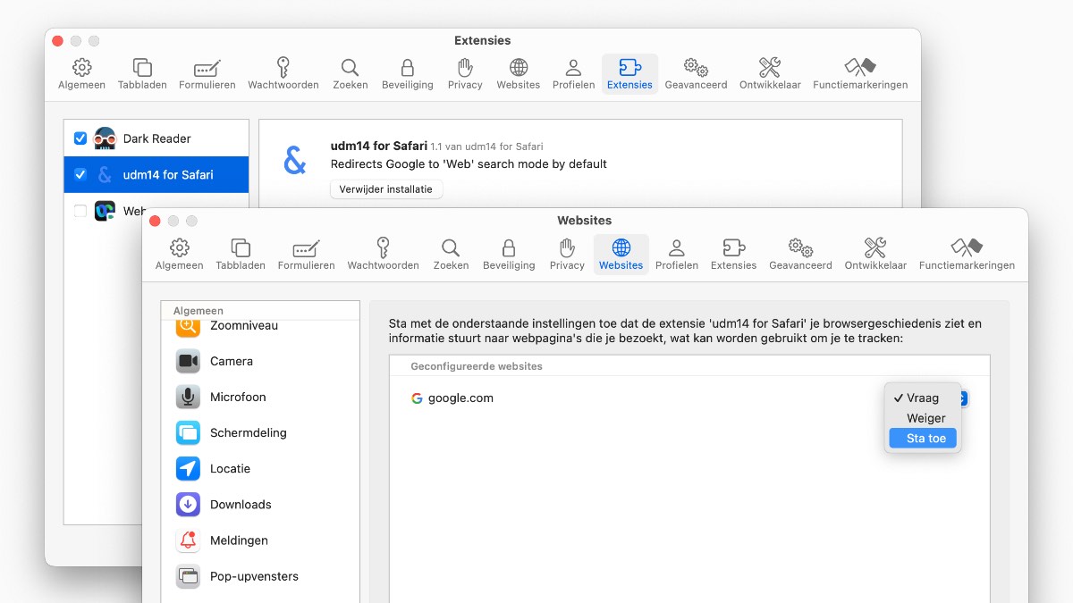 Google AI uitzetten Safari