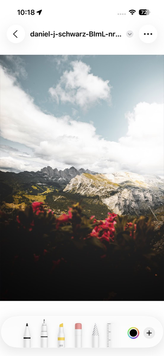 Voorvertoning-app met foto en bewerkknoppen