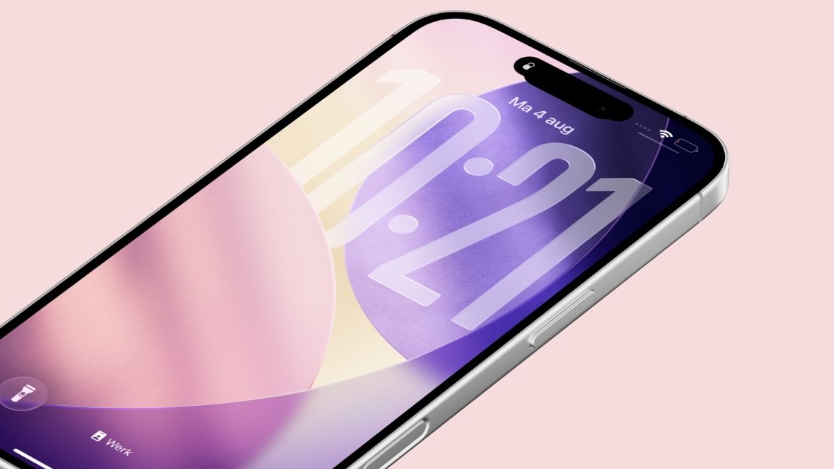 iOS 26 vergendelscherm in roze