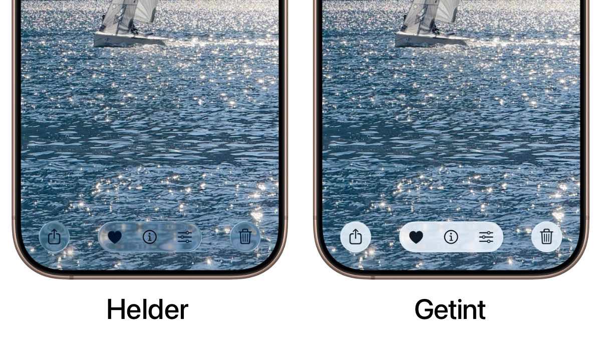 Liquid Glass helder vs. getint