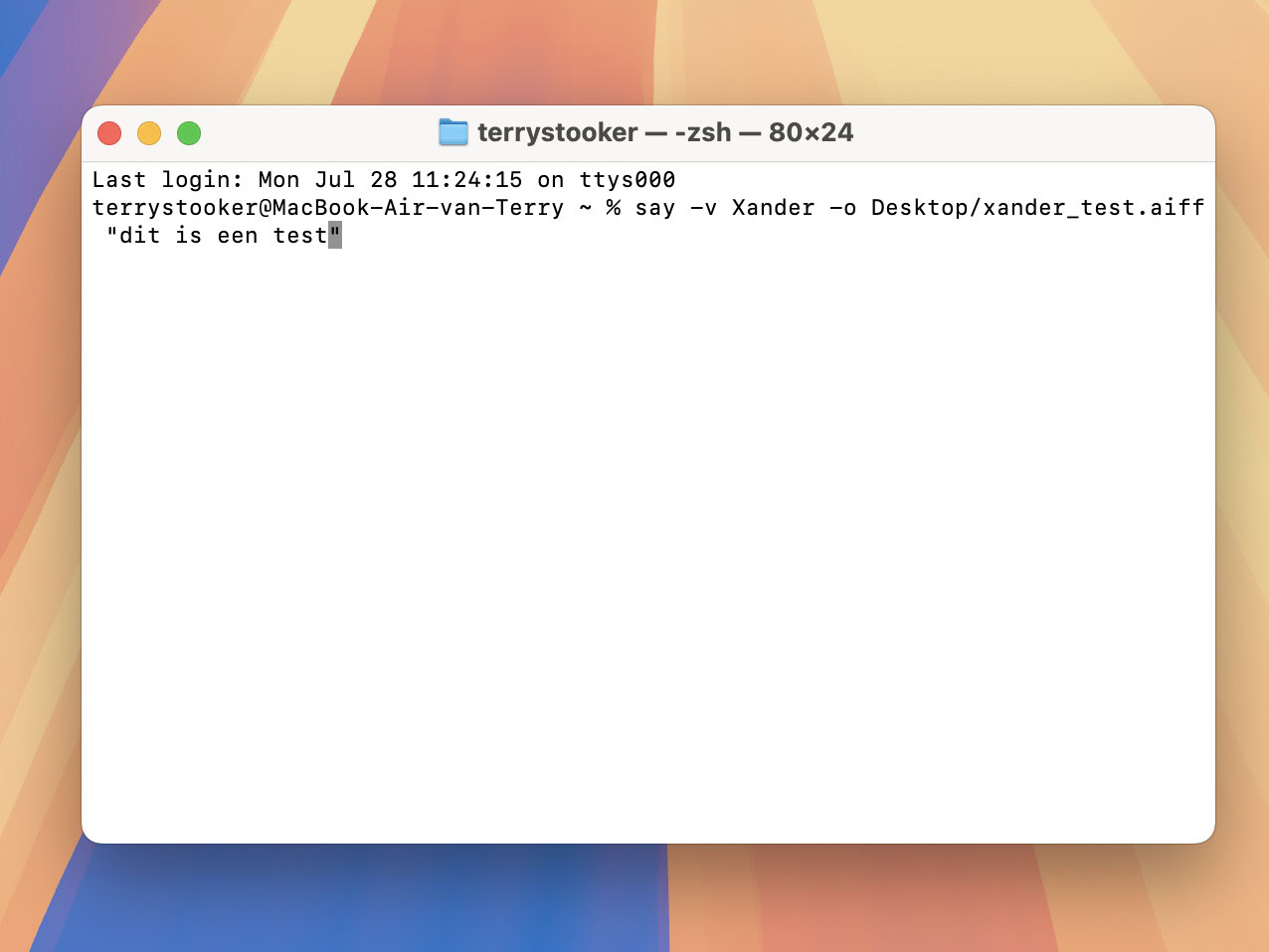 Instructiefoto: Voer commando in
