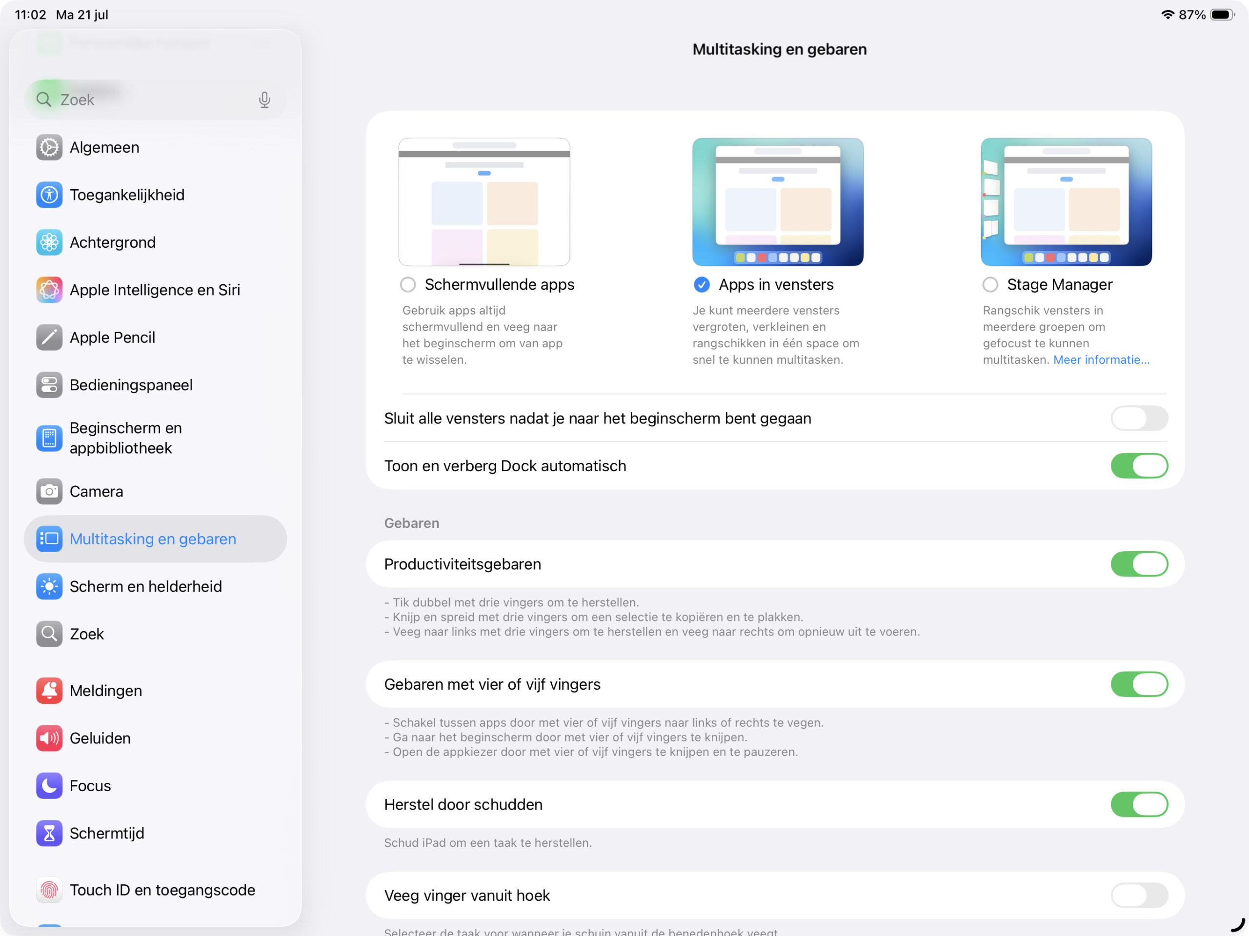 Instructiefoto: Instellingen