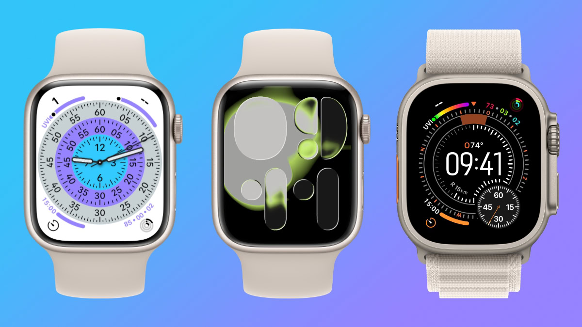 drie nieuwe wijzerplaten van watchOS 26