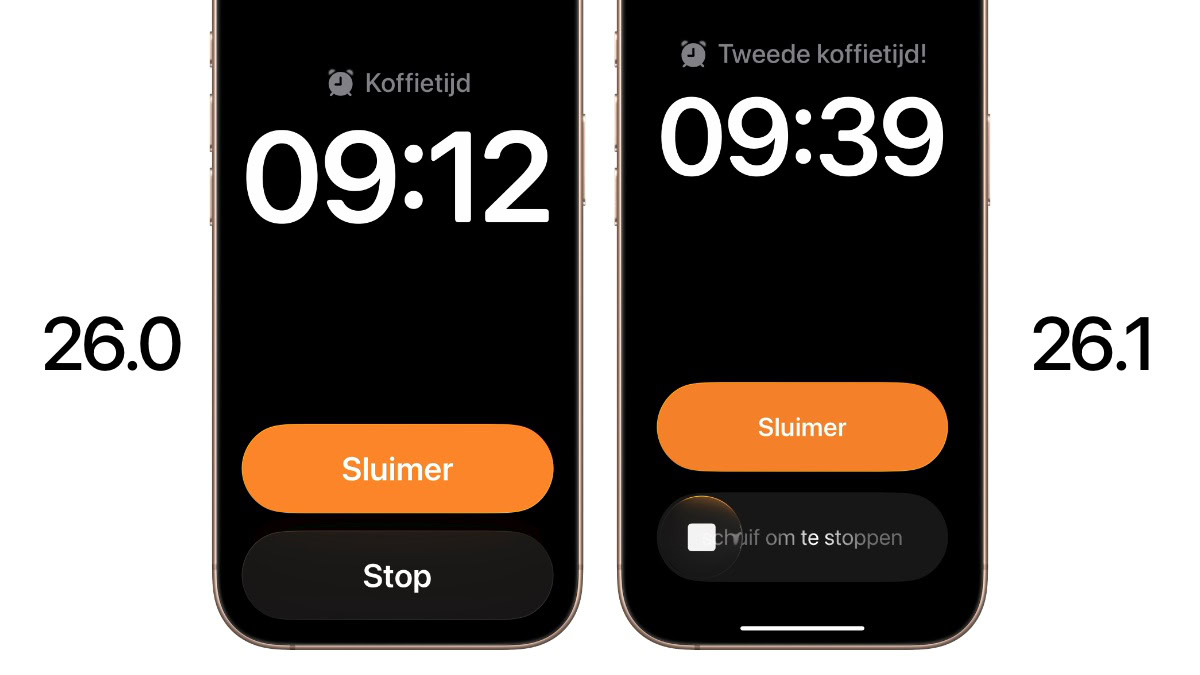iOS 26.1 wekker