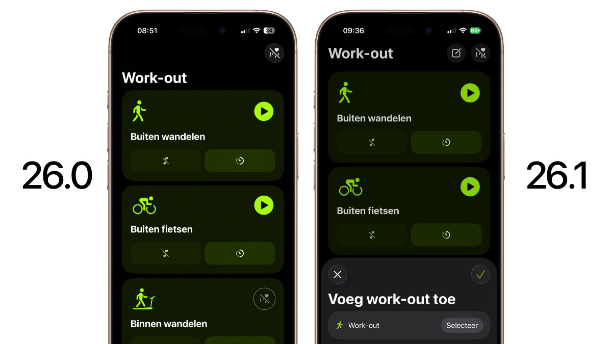 iOS 26.1 workout